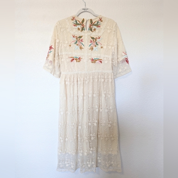 Roolee Cream Embroidered Midi Dress - Picture 5 of 8